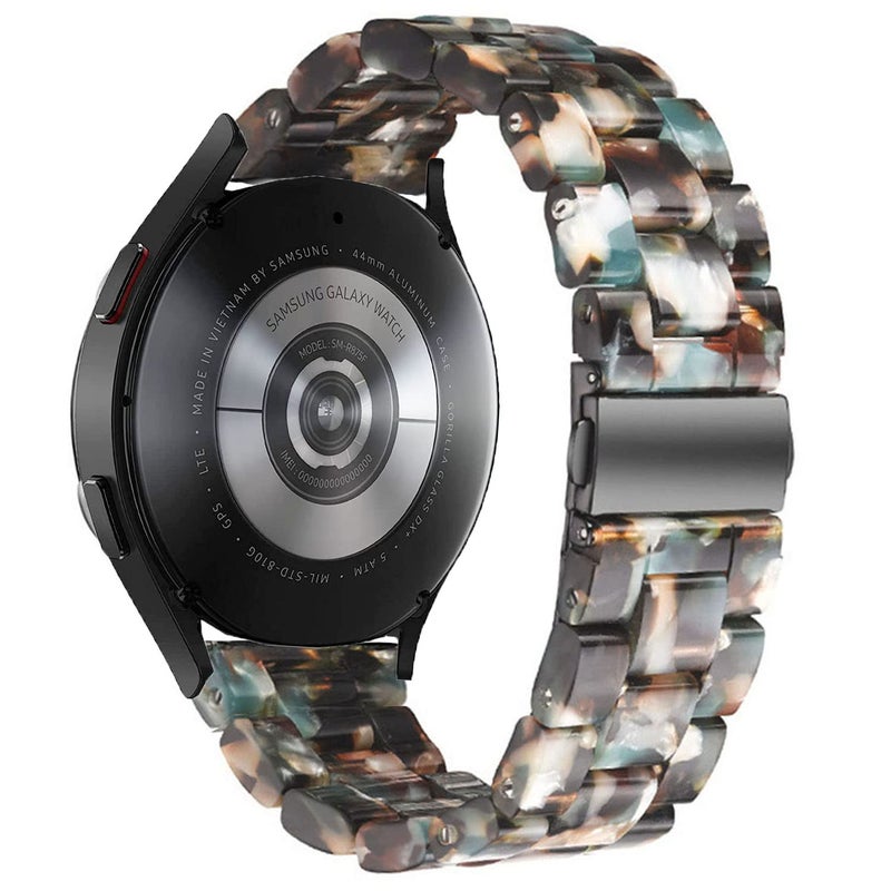 DEALELE Bands Compatible with Samsung Galaxy Watch 7 / FE / 6/6 Classic / 5/5 Pro / 4/4 Classic / 3 41mm / Huawei GT3 42mm, 20mm Colorful Resin Replacement Strap for Women Men (Black-Green) - Image 2